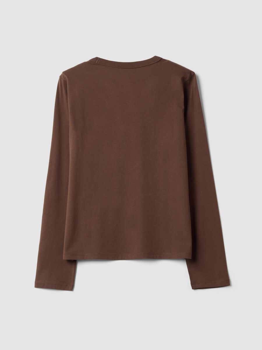 Brown long-sleeved pure cotton jersey T-shirt, regular fit_2