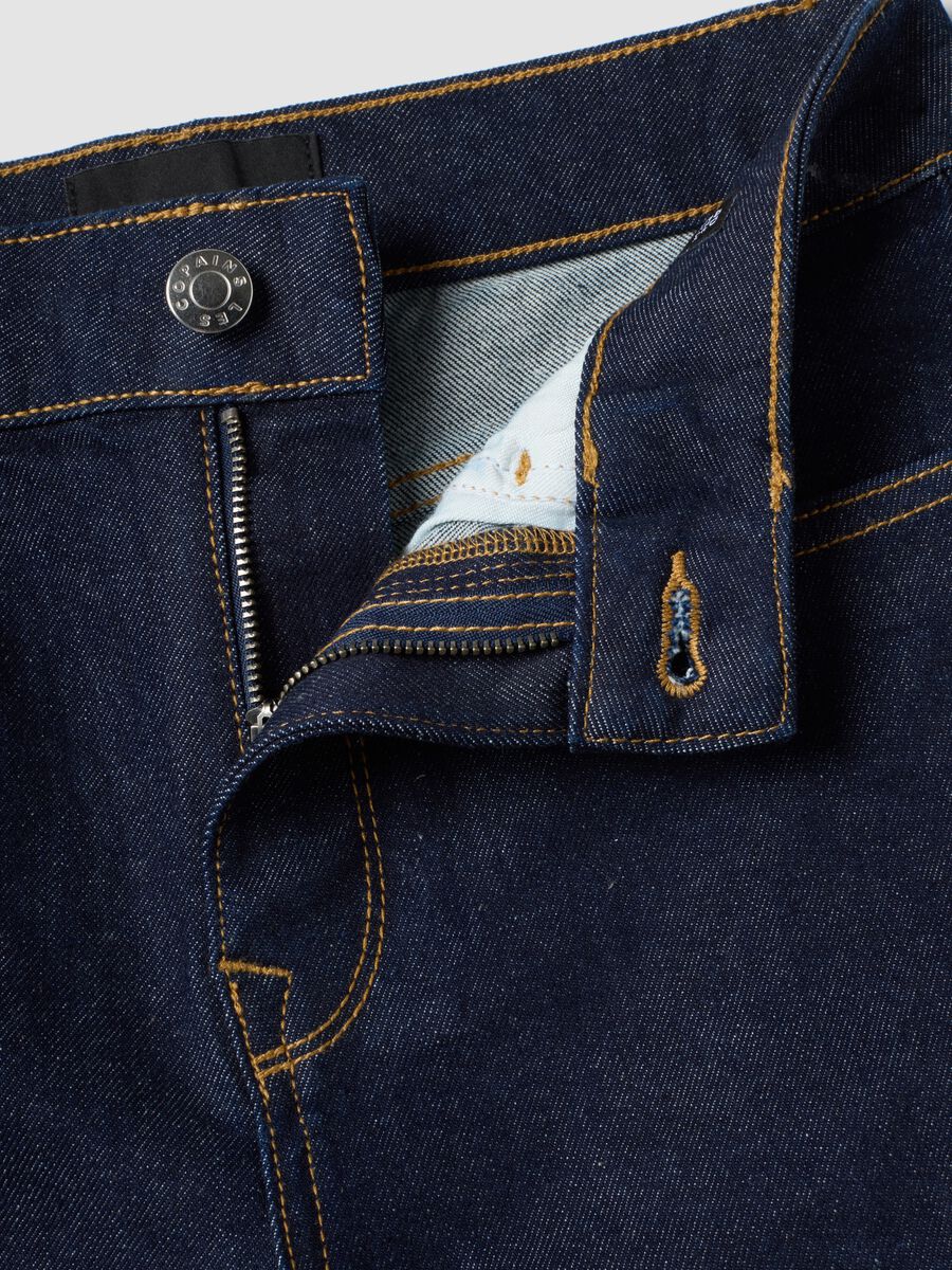 Jeans blu bootcut in cotone elasticizzato_5