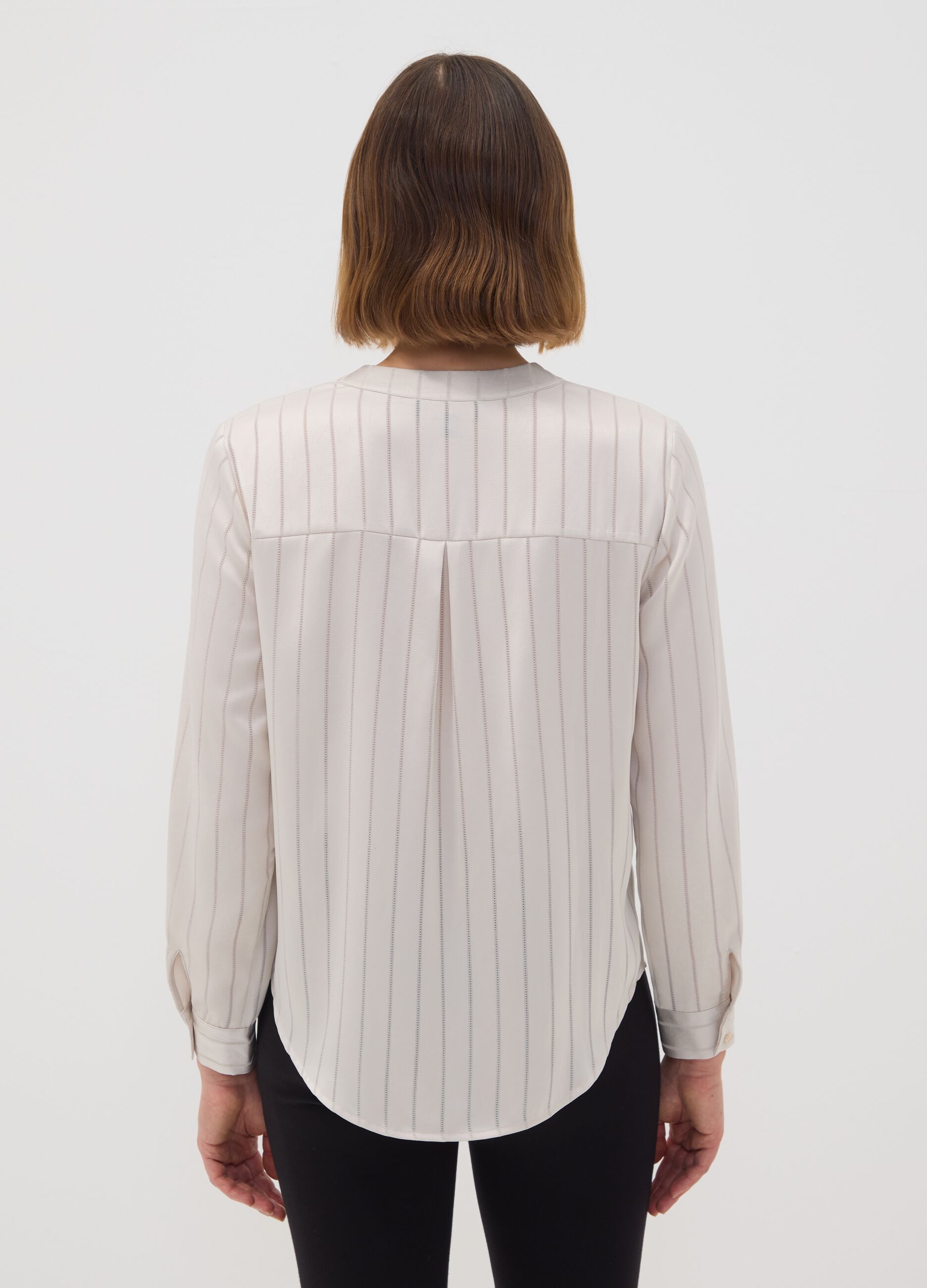 White striped stretch-fabric shirt