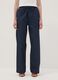 Blue pure cotton wide-leg denim trousers with drawstring_1