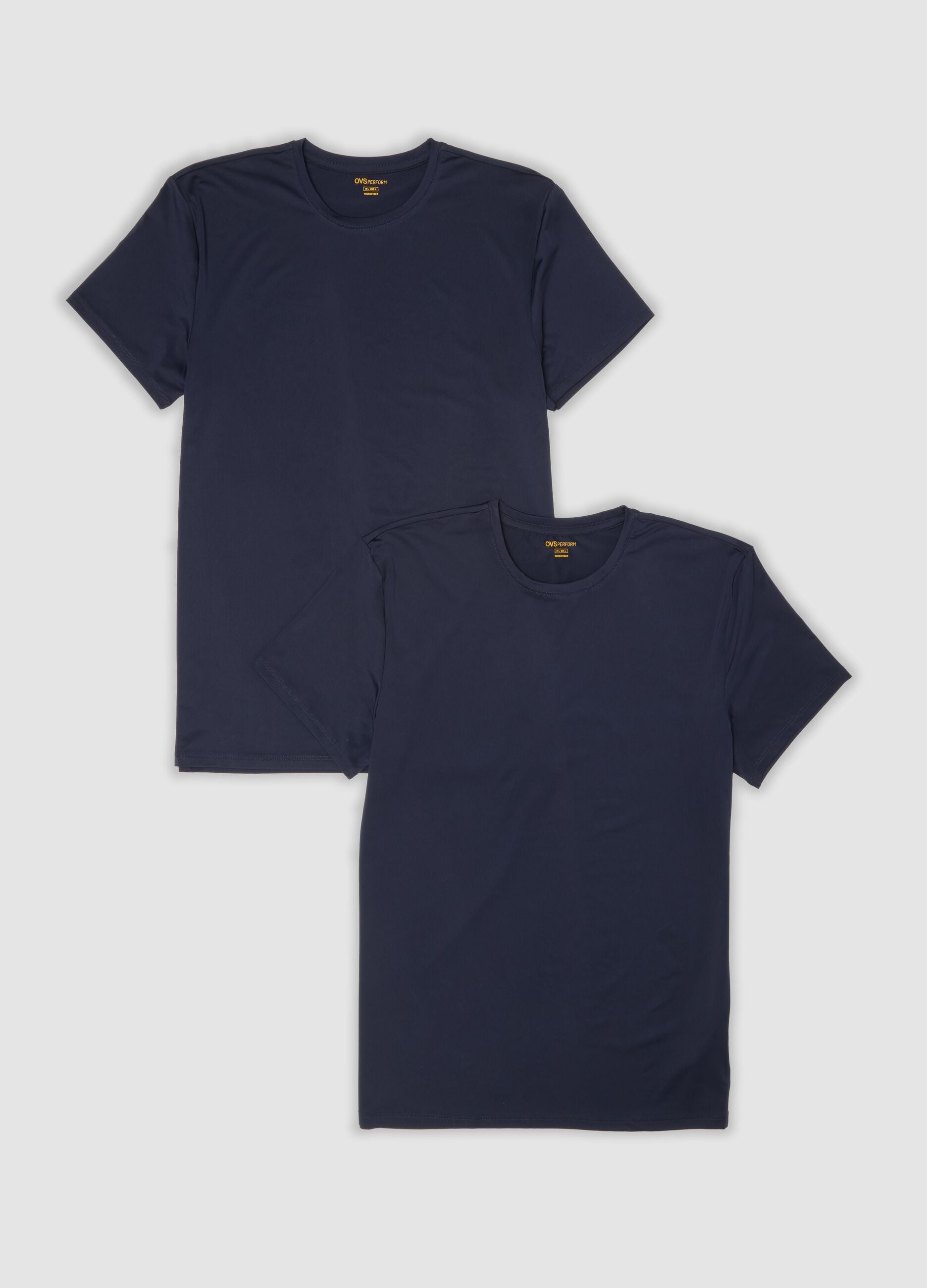 Twin pack of blue stretch microfibre T-shirts, regular fit
