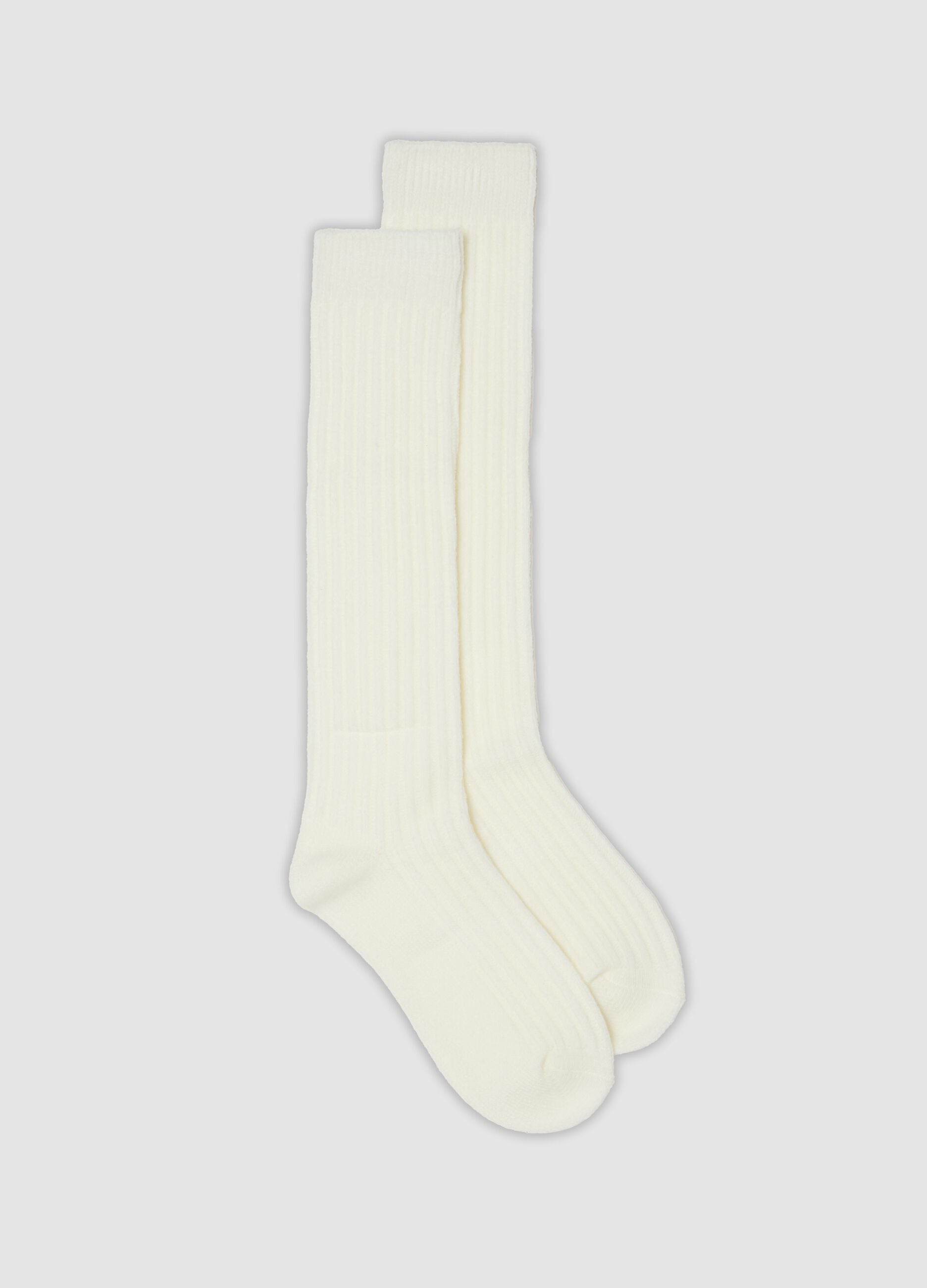White ribbed stretch-fabric socks
