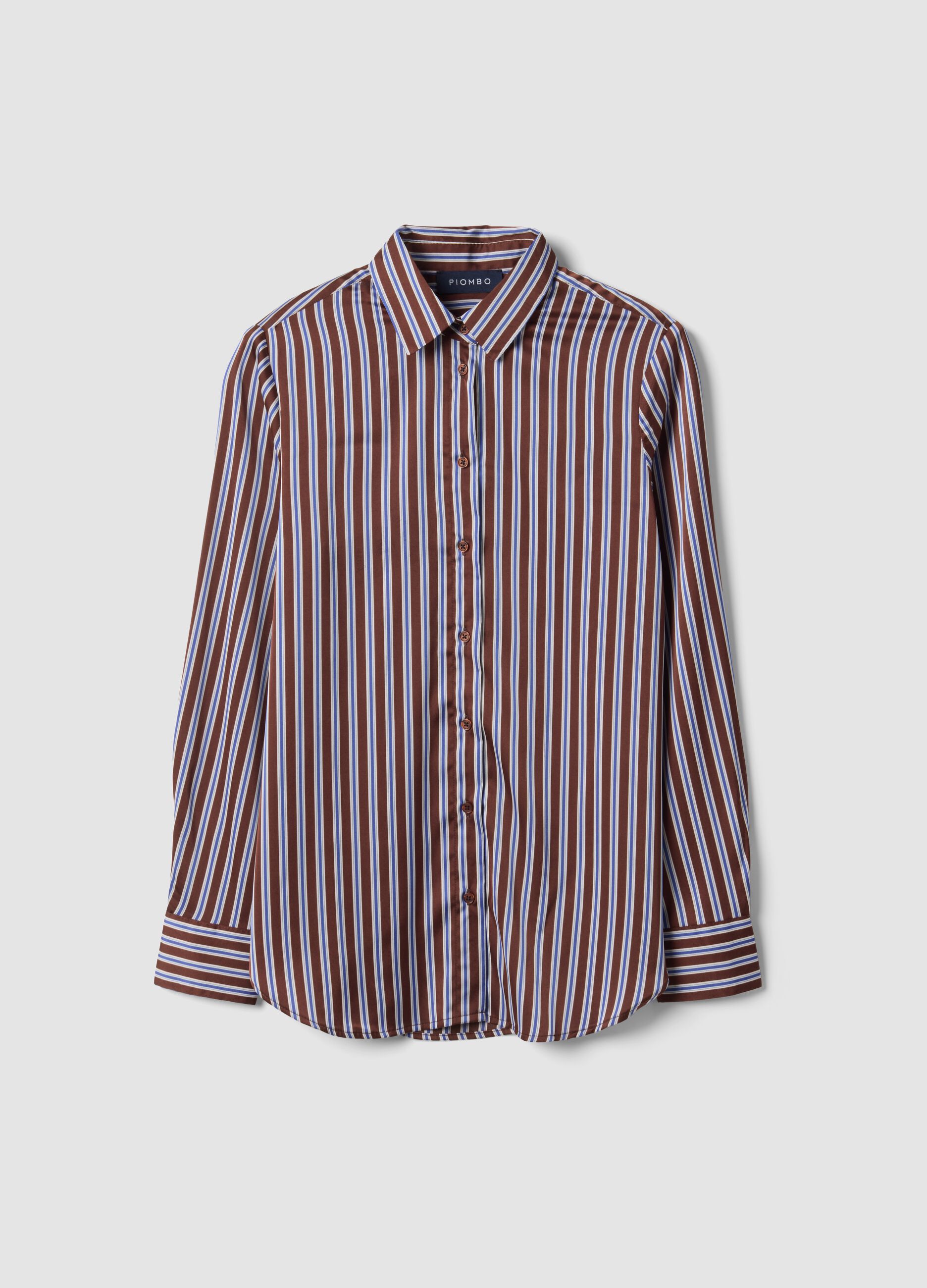 Multicolour regular-fit striped stretch shirt