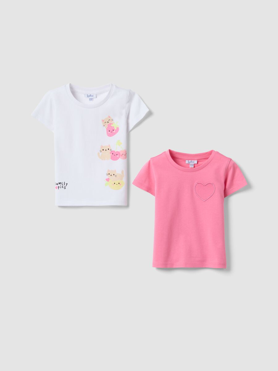 Multicolour pure cotton 2-pack T-shirts for baby girl_0