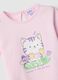 Girls' pink cotton T-shirt regular fit with cat_2