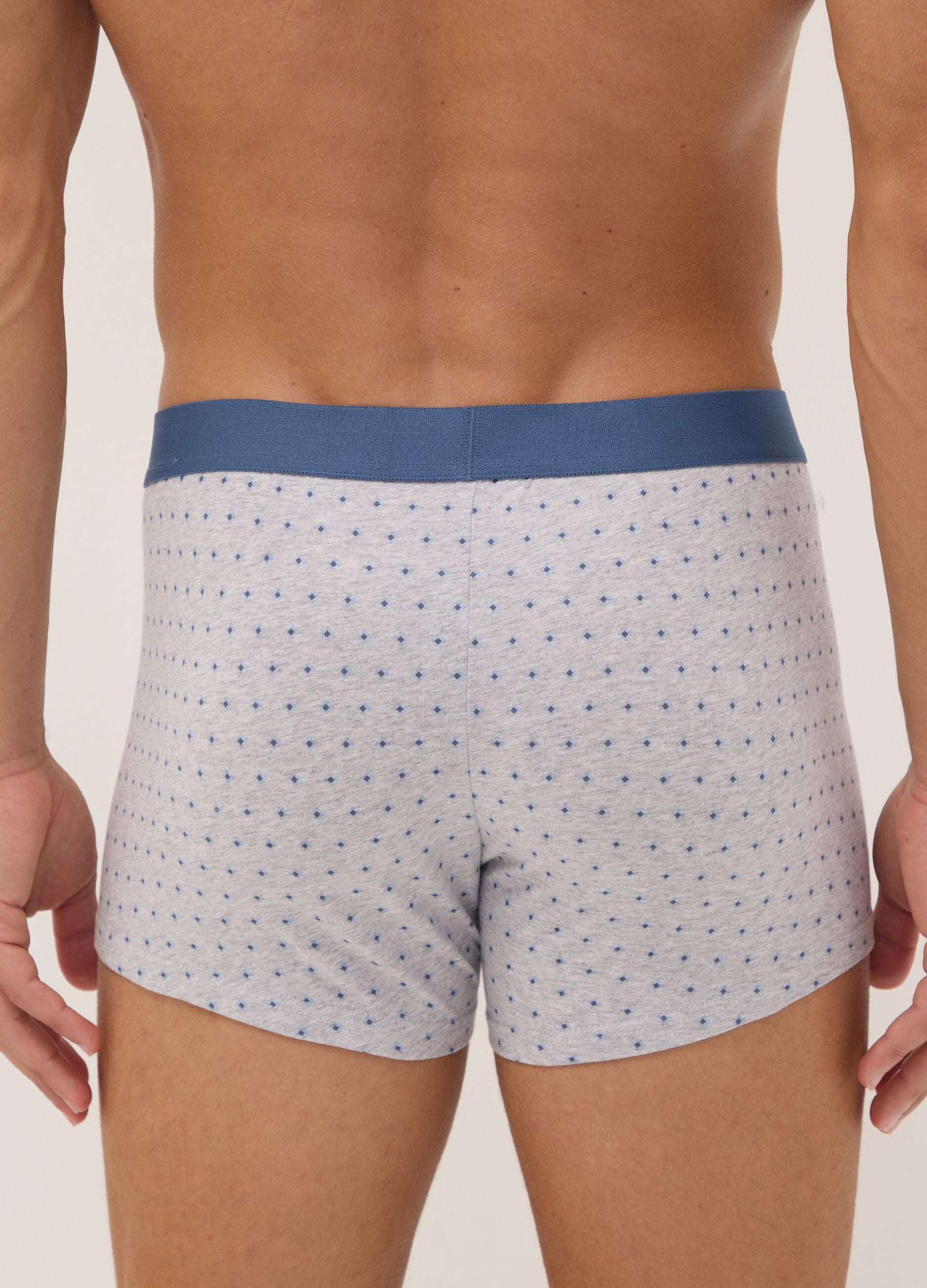 Three-pack of grey polka-dot organic stretch cotton boxers