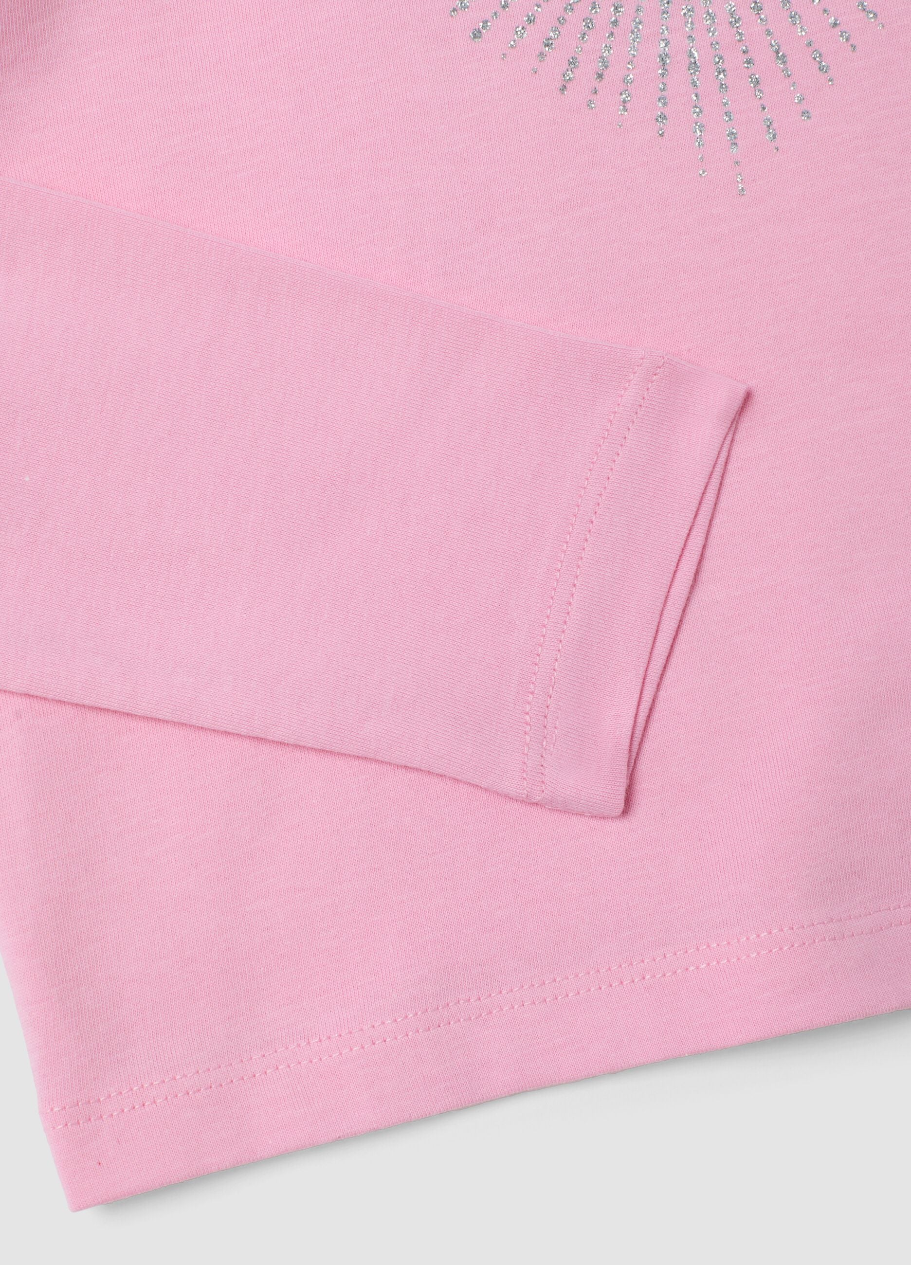 Pink crew-neck T-shirt in 100% organic cotton