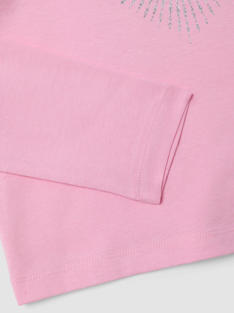 Pink crew-neck T-shirt in 100% organic cotton_3