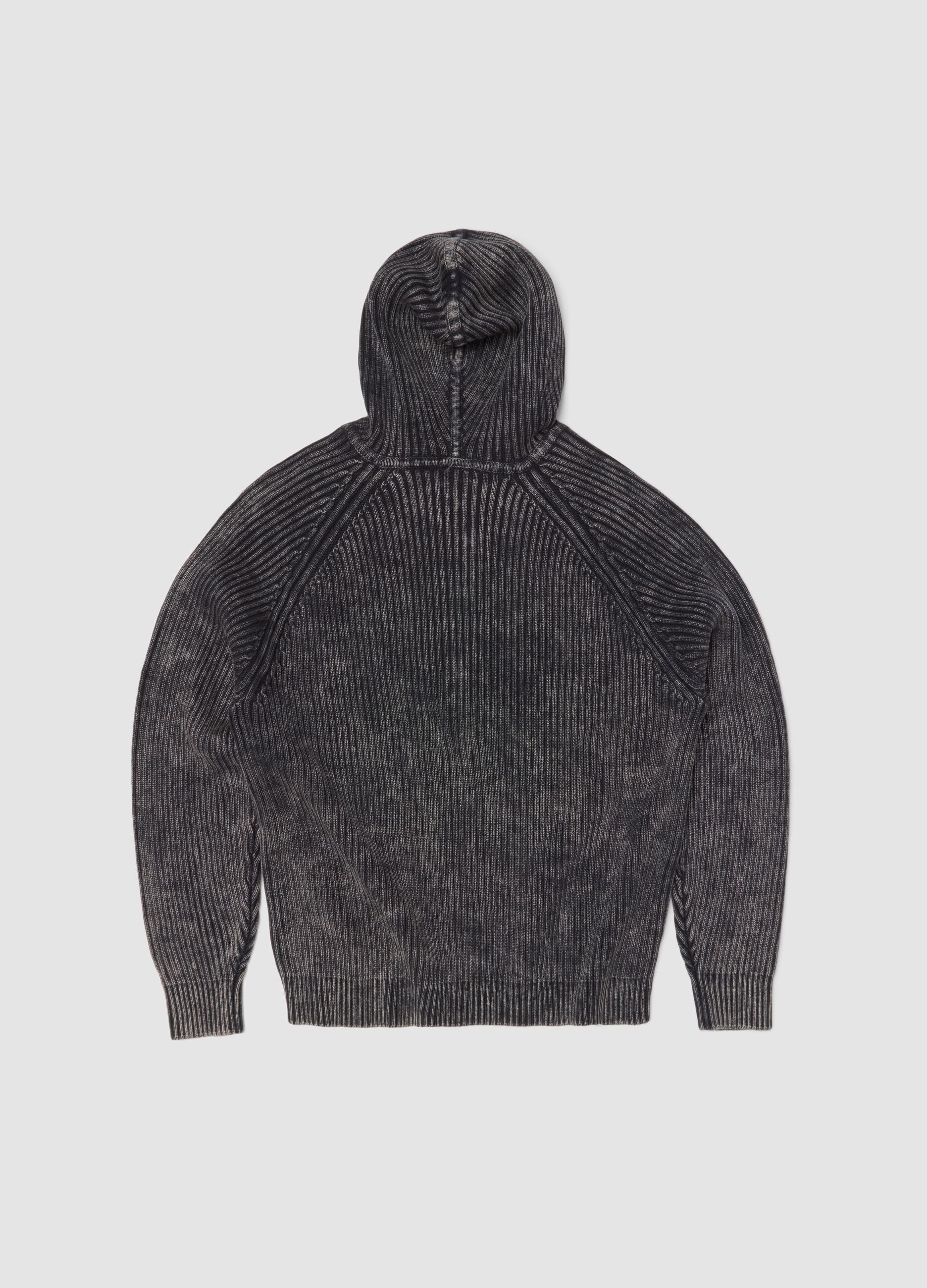 Knit Ribbed Hoodie Vintage Grey