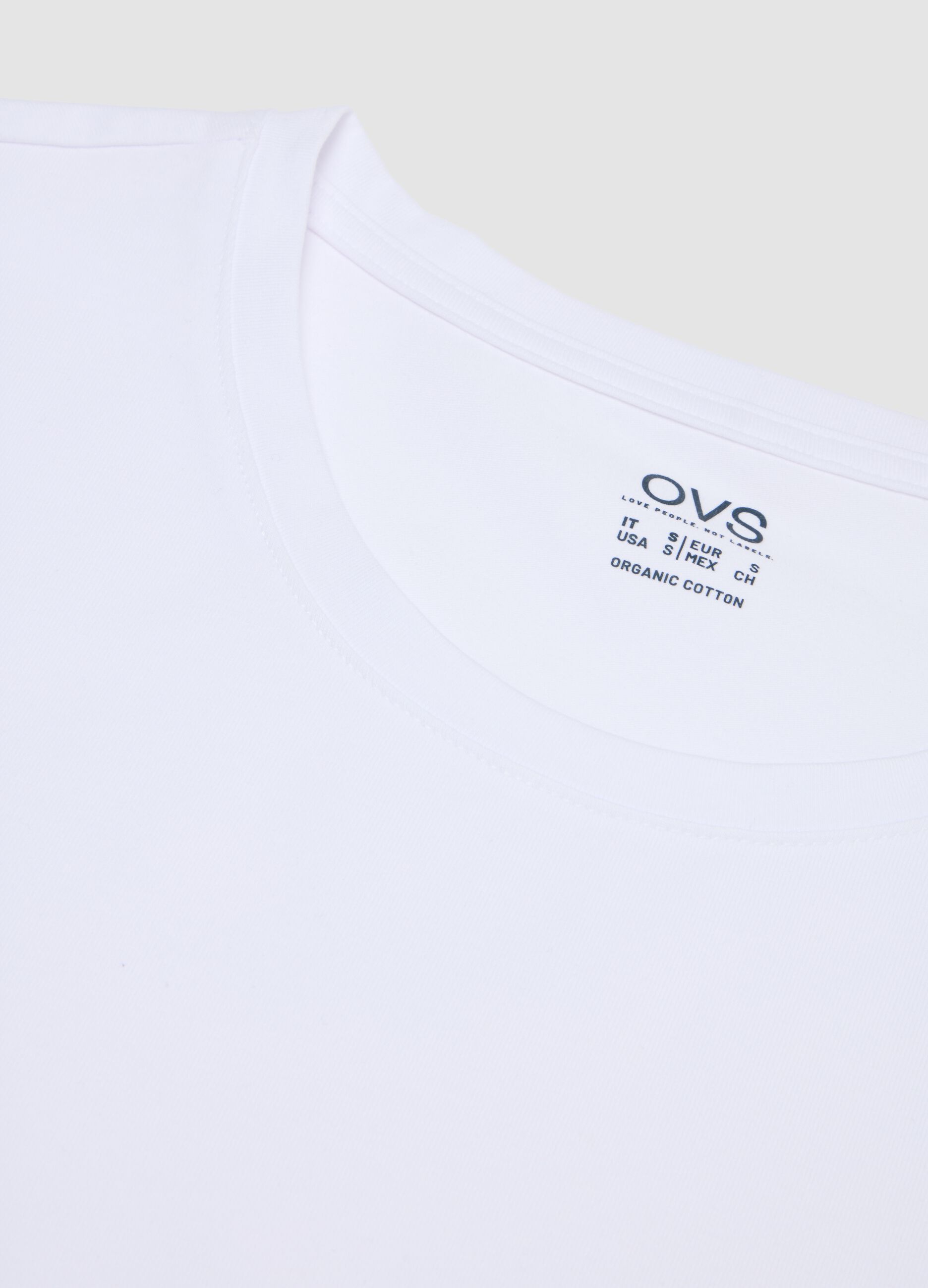 White crew-neck top in stretch organic cotton