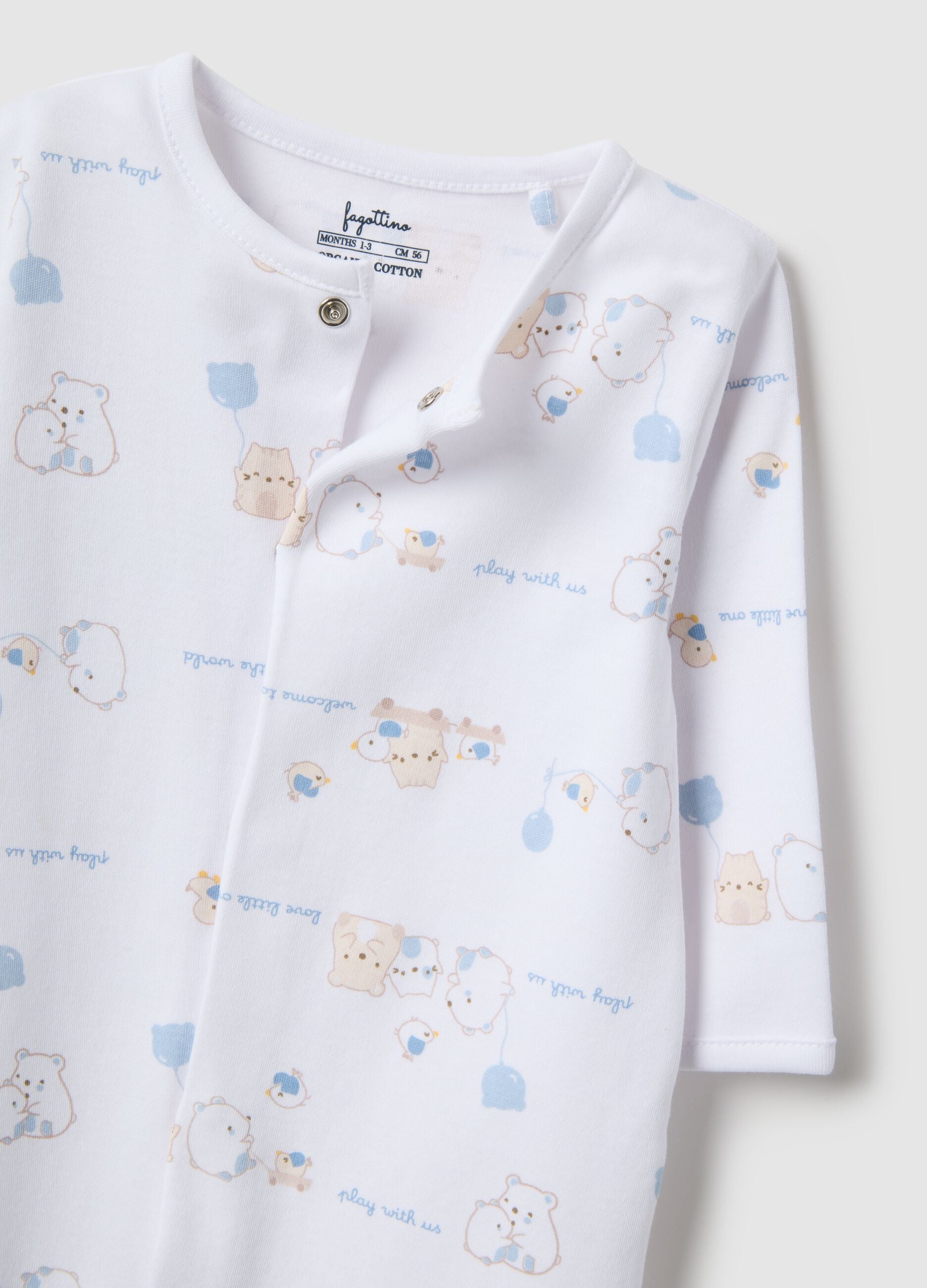 Blue and white pure cotton baby sleepsuits pack