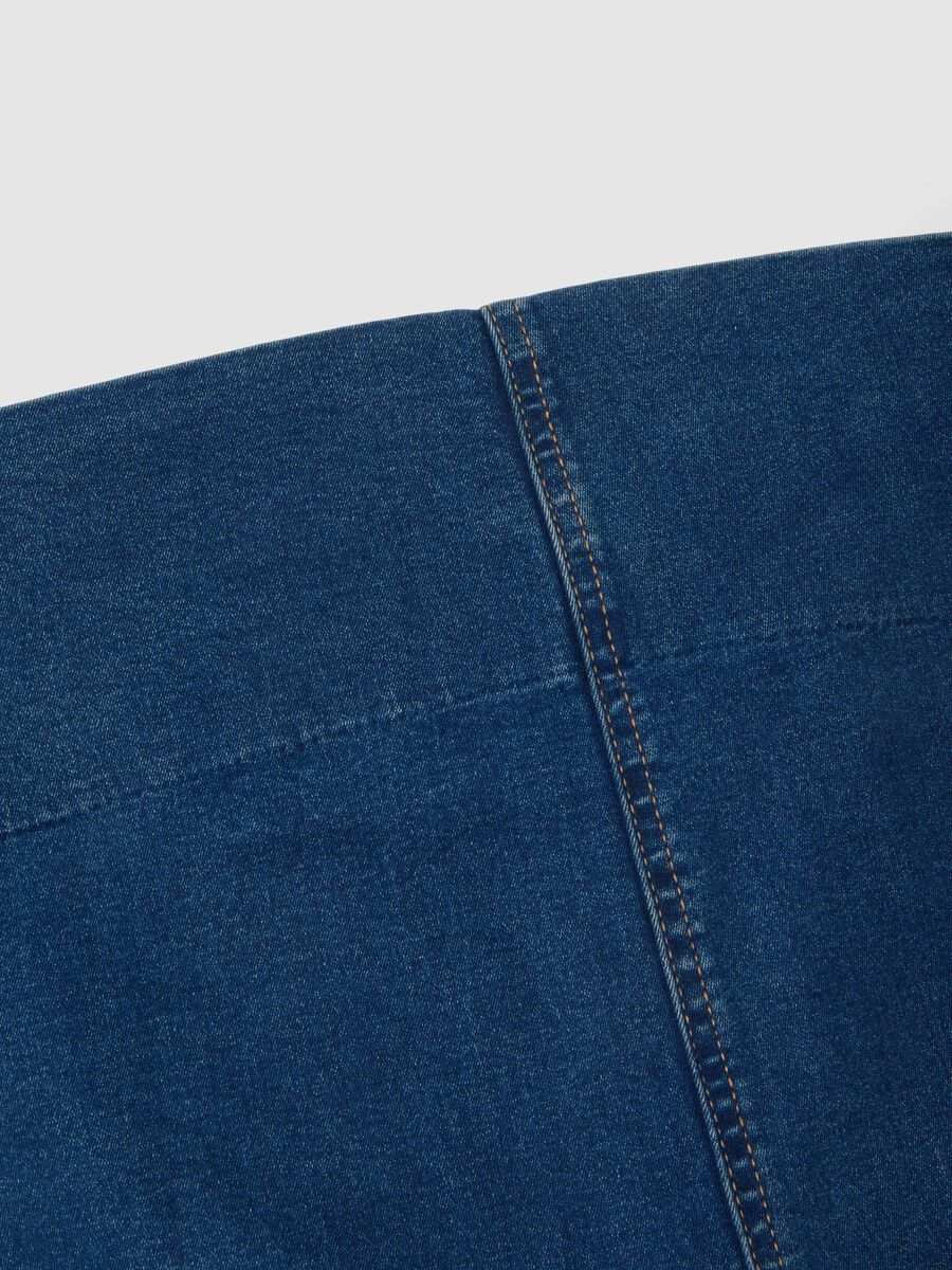Blue Stretch Cotton Maternity Slim Trousers_5