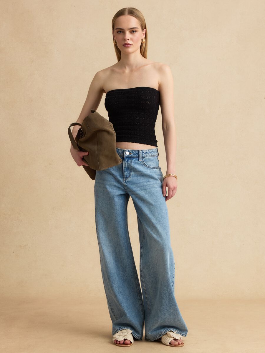 Black pure cotton bandeau knit top_2