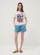 White pure cotton T-shirt with floral print_1