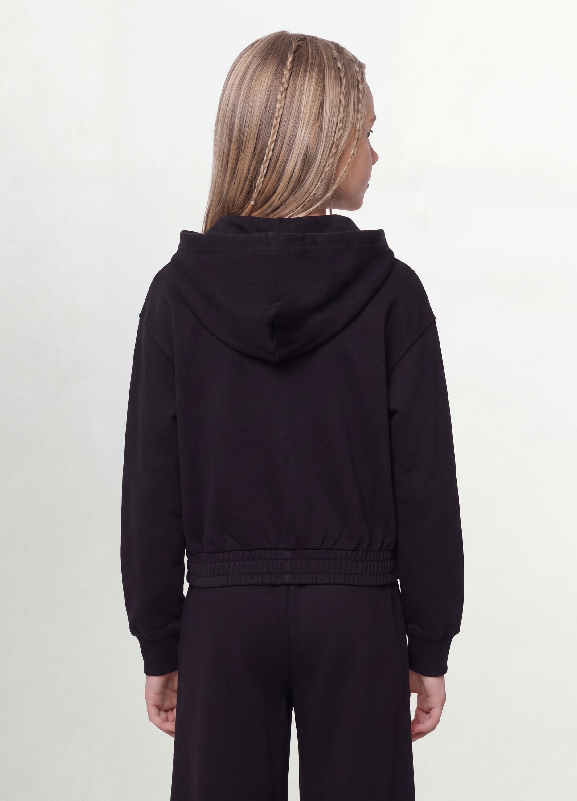 Black organic cotton hooded sweatshirt