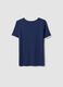 Blue stretch viscose crew-neck T-shirt with contrast trim_1