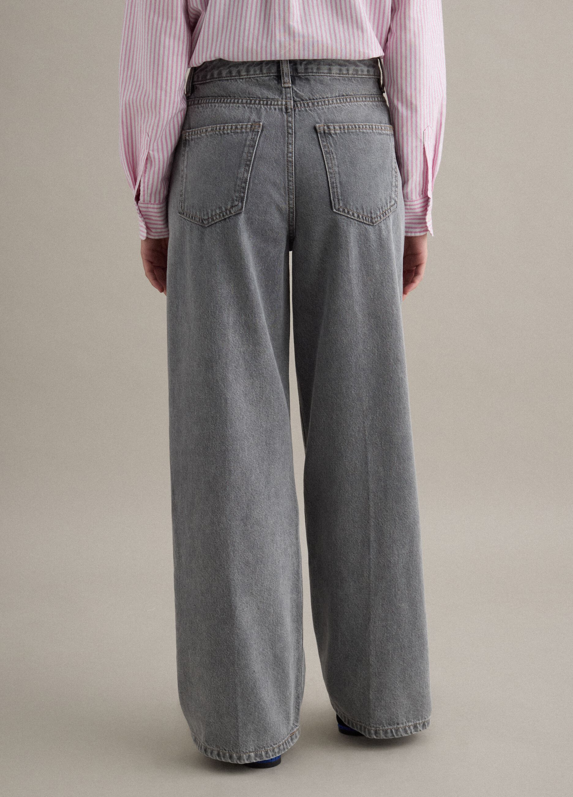 Straight Grey Cotton Jeans