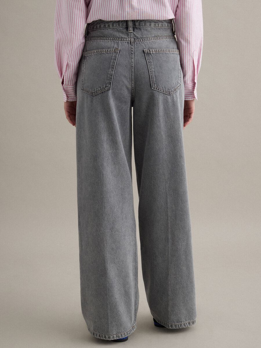 Jeans dritti in puro cotone grigio_2