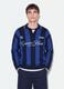 Blue and Black Pure Cotton Polo-Collar Knit Top, Oversized Fit_0
