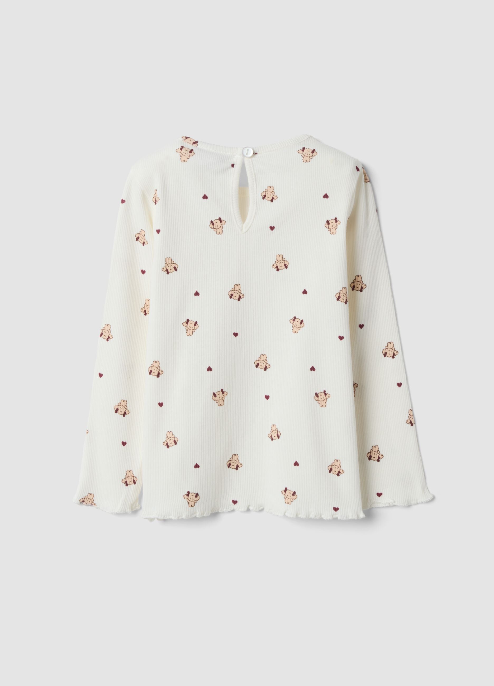 White organic stretch cotton crew-neck T-shirt