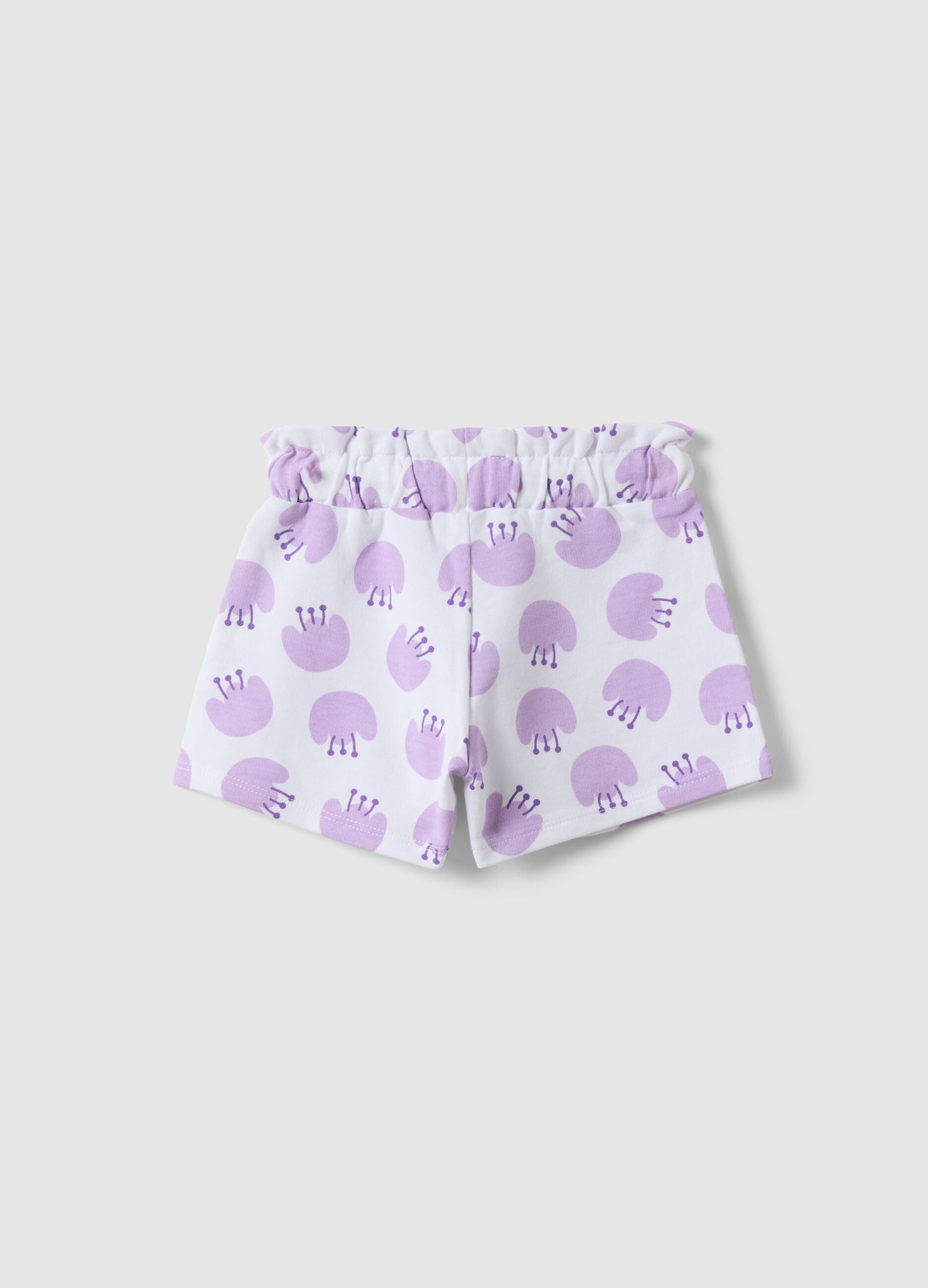 Short in puro cotone bianco da bimba regular fit con stampe