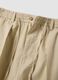 Pantaloni beige in misto lino e cotone con vita elasticizzata_5