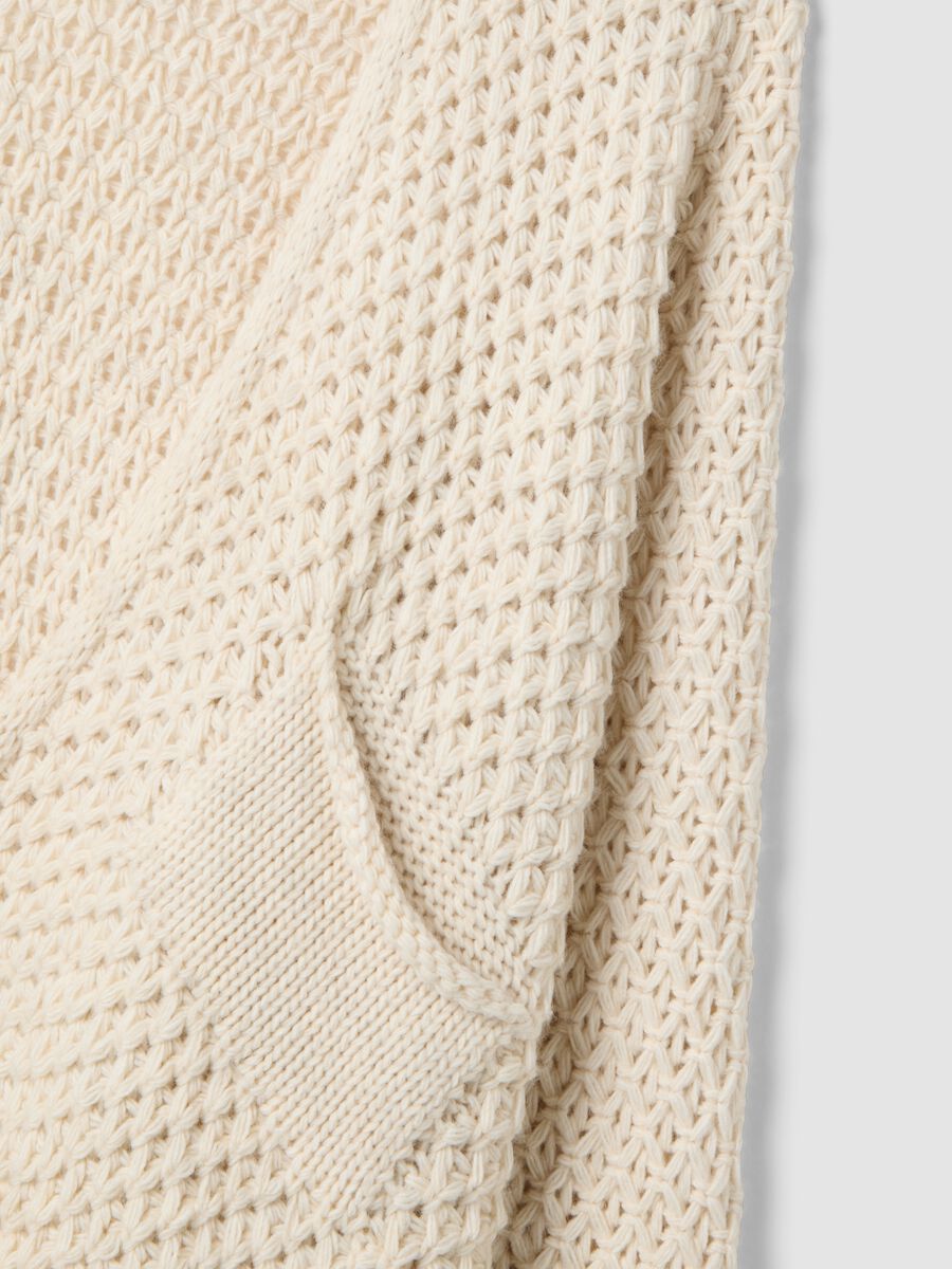 Beige Regular Fit Cable Knit Cardigan_5