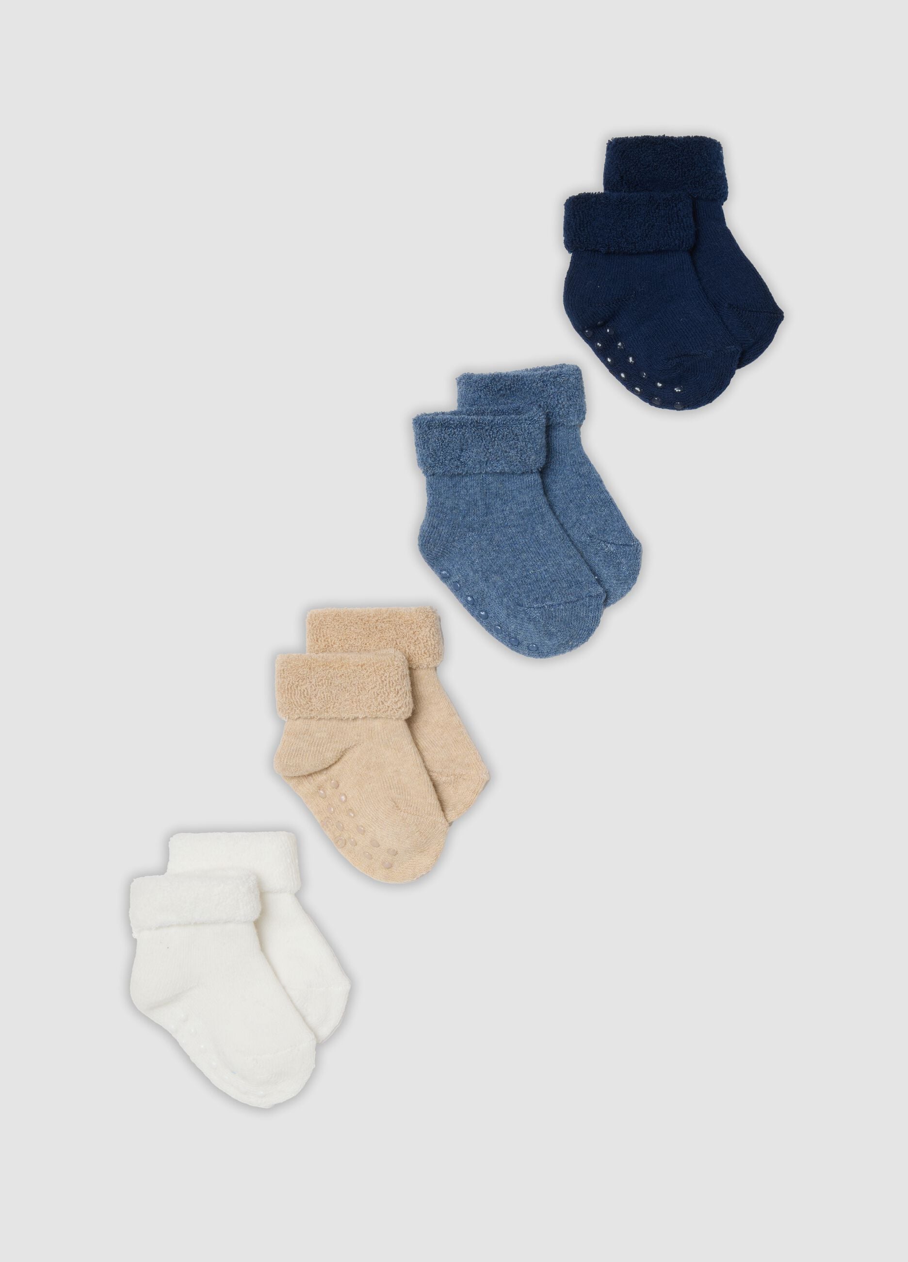 Pack of 4 multicolour organic cotton-blend baby socks