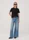 Light Blue Low-Rise Pure Cotton Wide-Leg Jeans_0