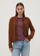 Brown pure cotton crew-neck cardigan with buttons, regular fit_2