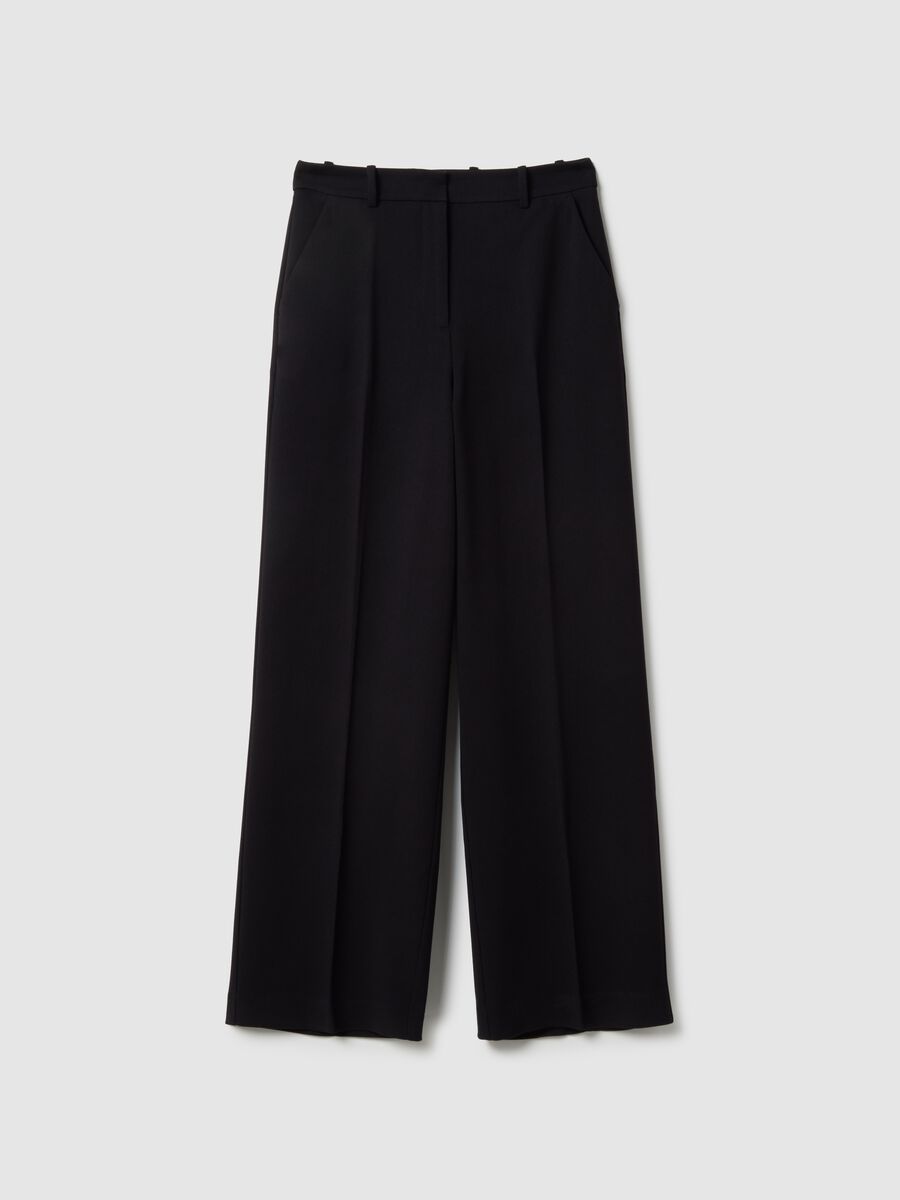 Pantaloni flare in misto viscosa neri_4