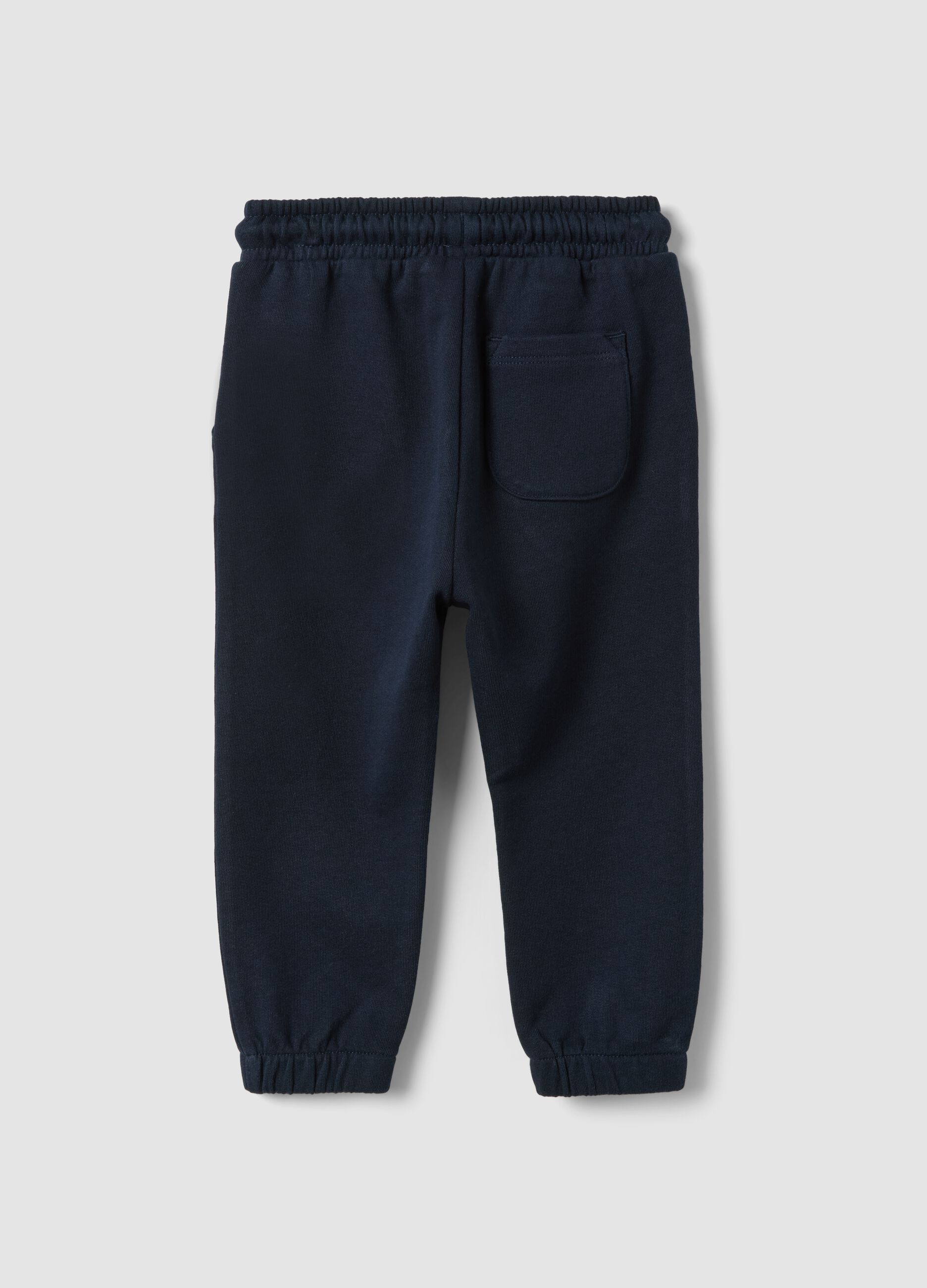 Blue jogger trousers in pure organic cotton with drawstring for baby boys
