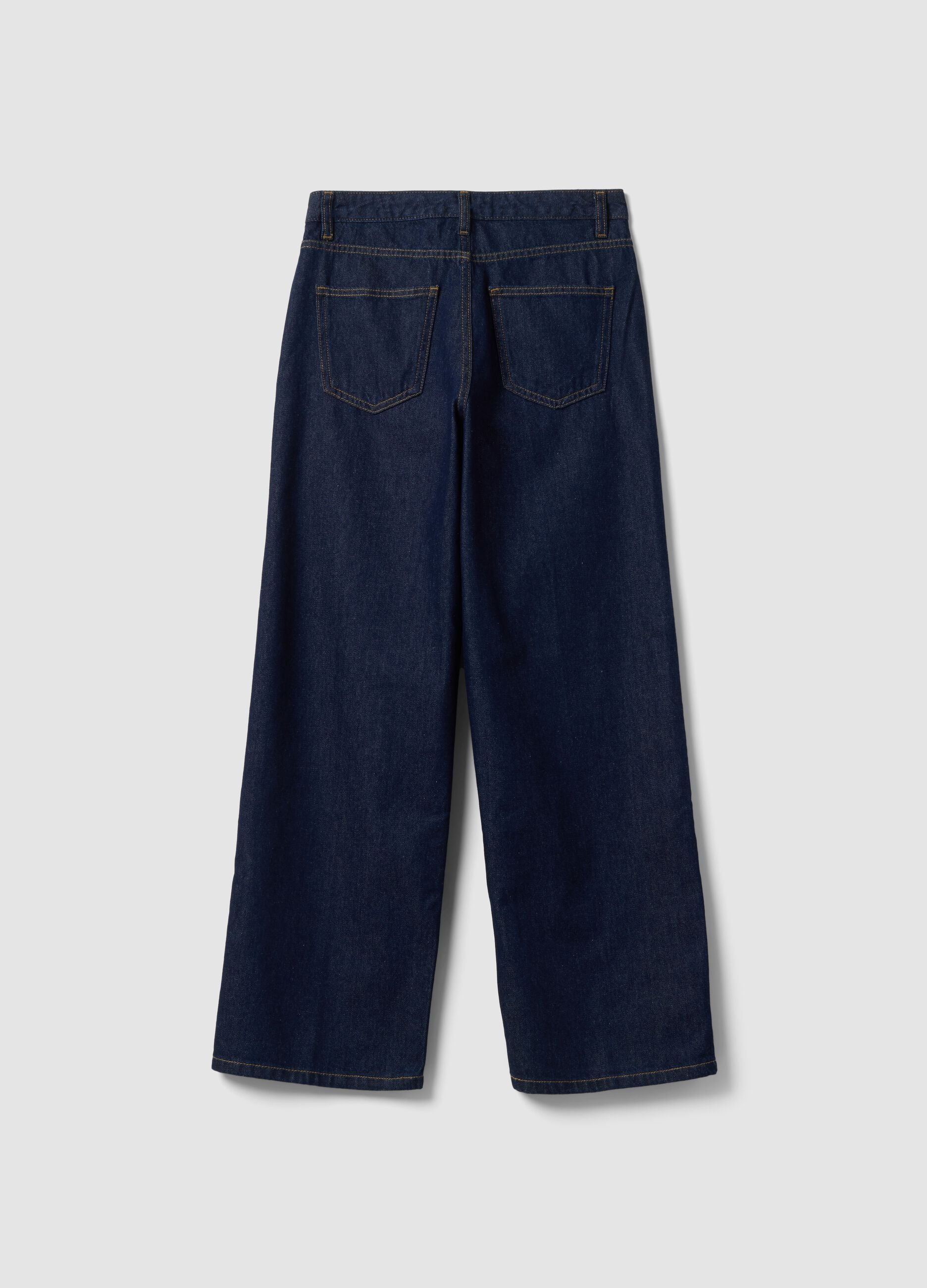 Blue denim straight-fit jeans in pure cotton