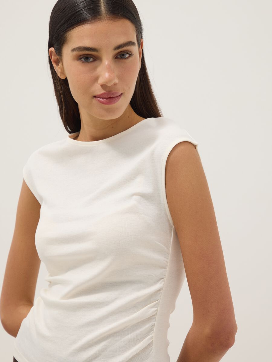 White pure cotton regular fit tank top_2