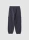 Grey organic cotton jogger trousers with cargo pockets for boys_1