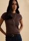 Brown fitted stretch cotton T-shirt_0