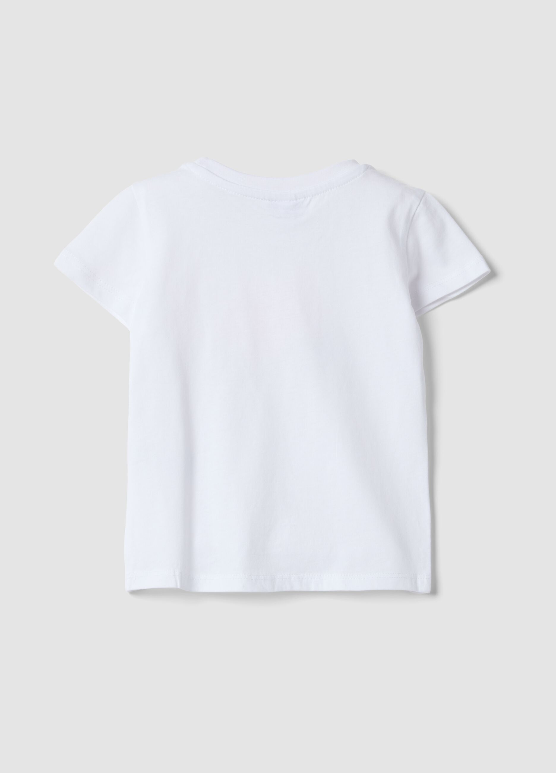 Pure cotton white girl's T-shirt regular fit with print