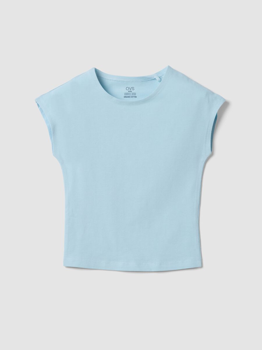 T-shirt in cotone elasticizzato azzurra da ragazza slim fit_3