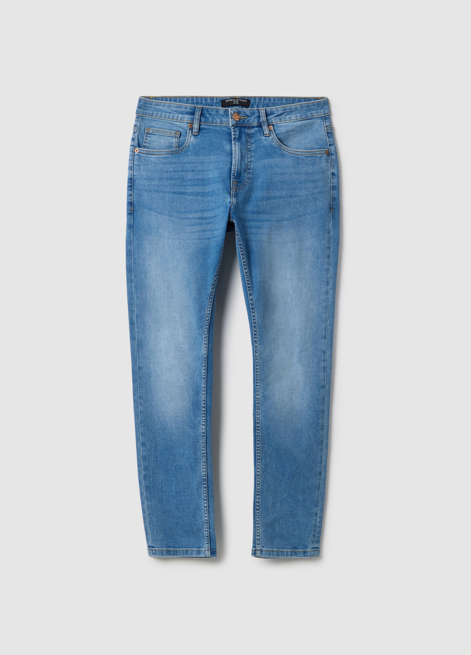 Light Blue Stretch Denim Skinny Fit Jeans
