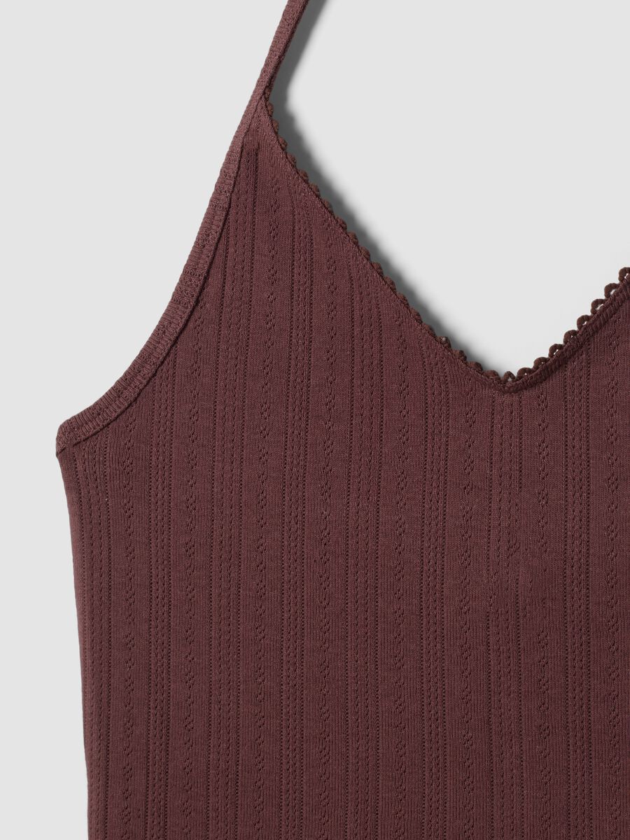 Short brown pure cotton tank top_5