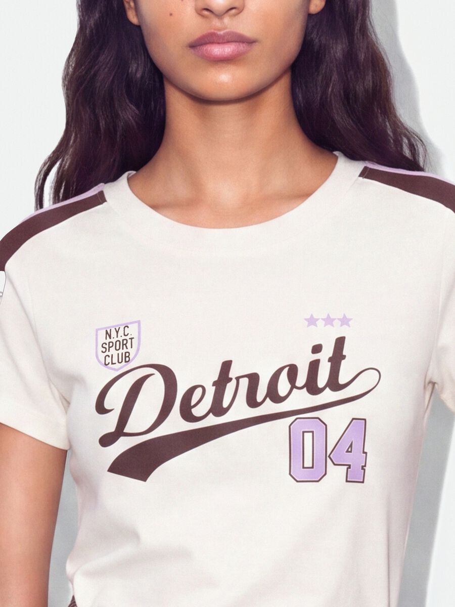 White pure-cotton crew-neck T-shirt with Detroit print_3