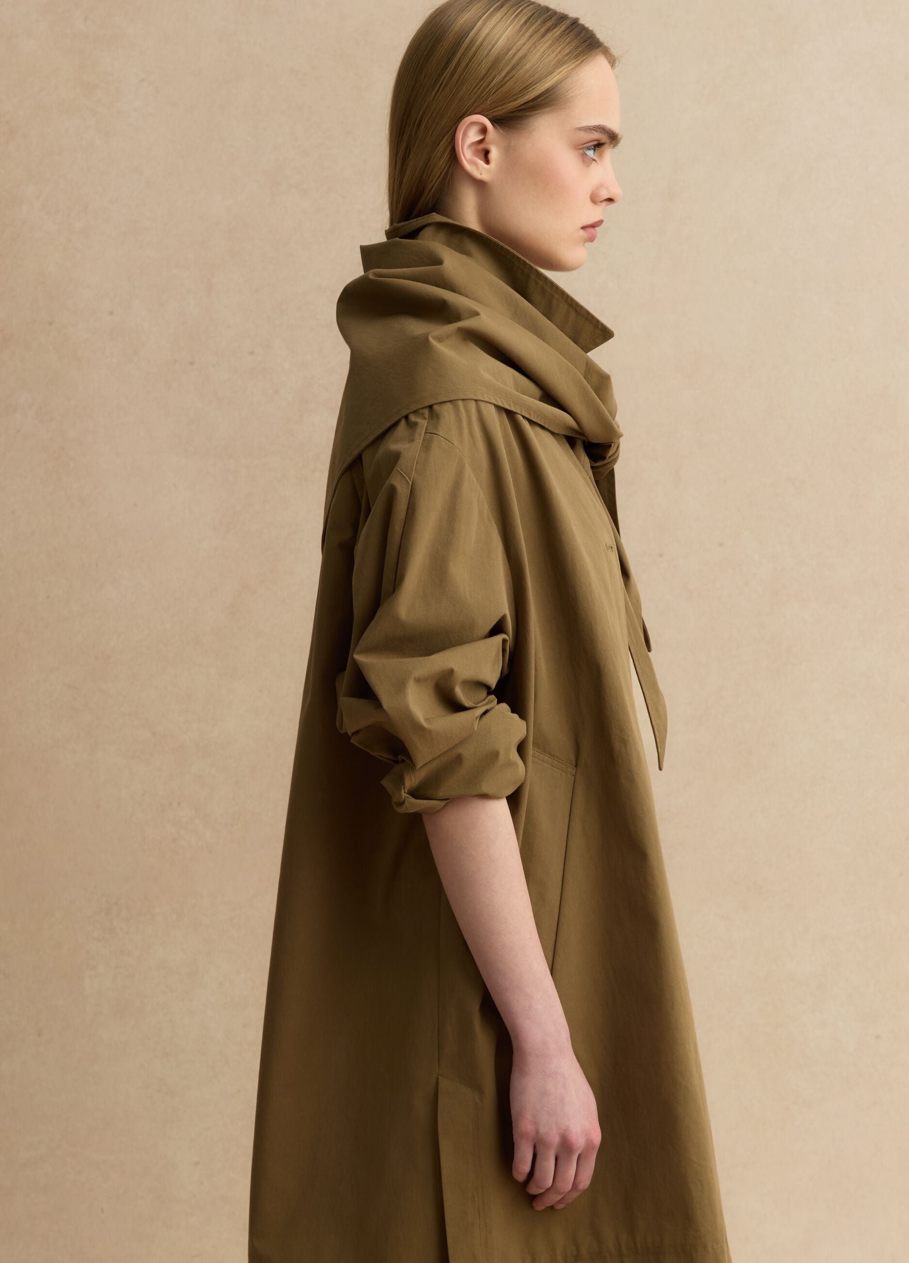 Brown pure cotton raincoat