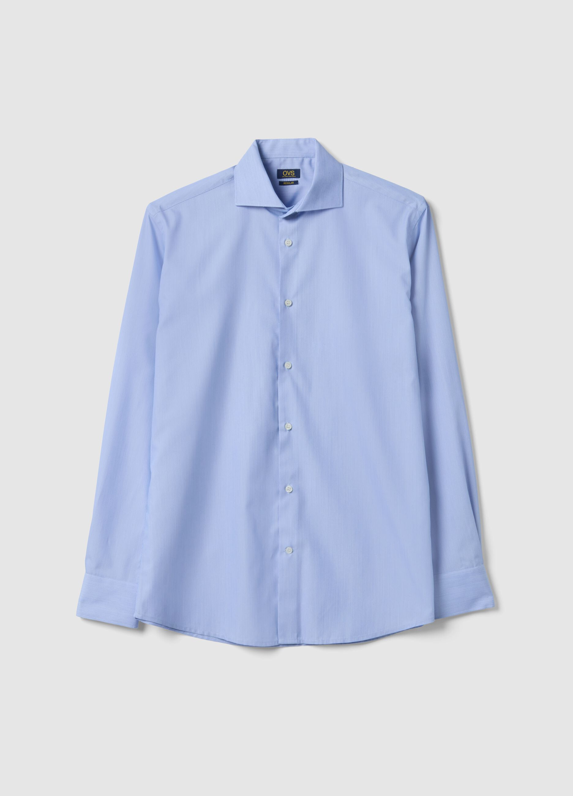Regular fit blue shirt with French collar
