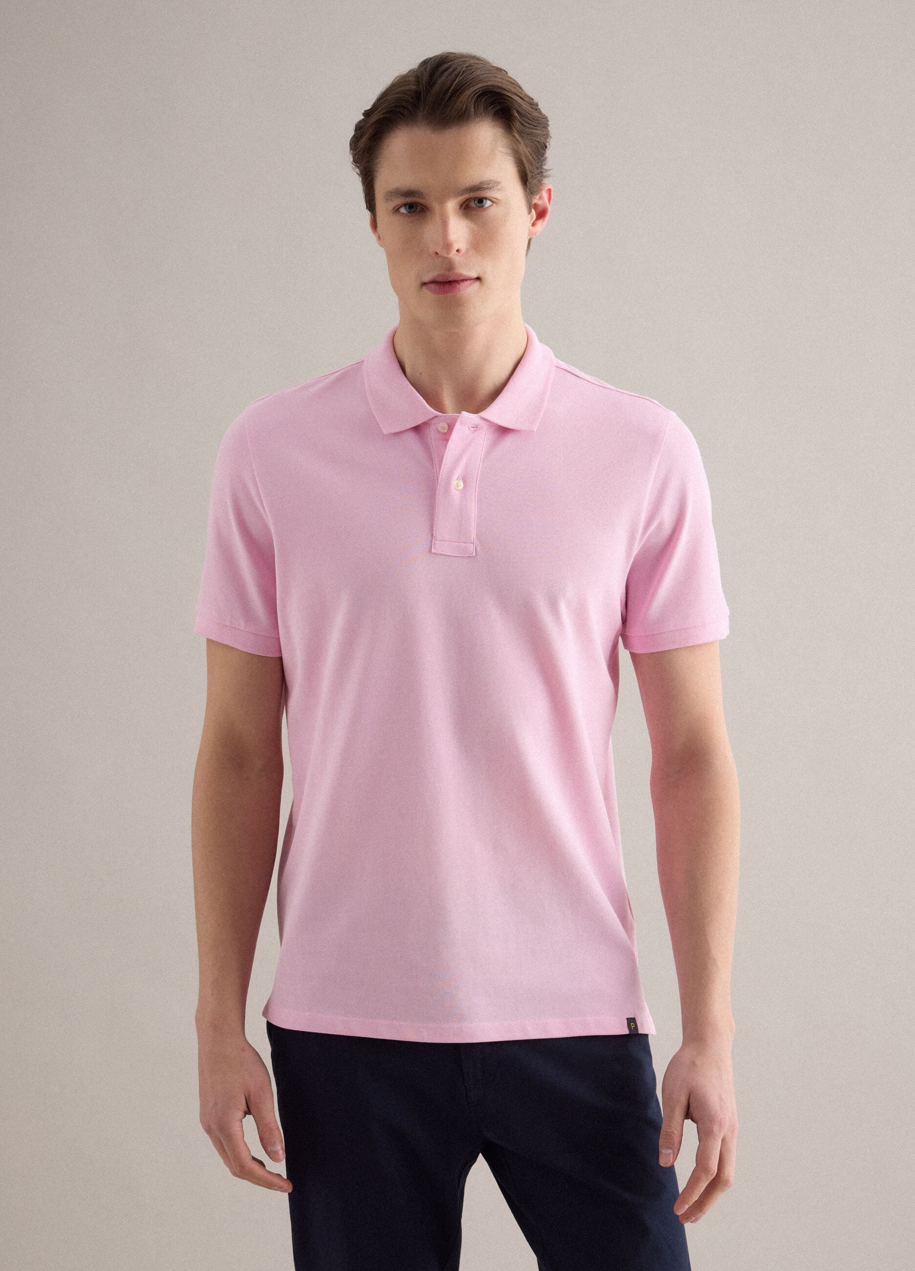 Pink Supima cotton polo shirt, regular fit