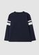 Blue pure cotton T-shirt with college print, regular fit_1
