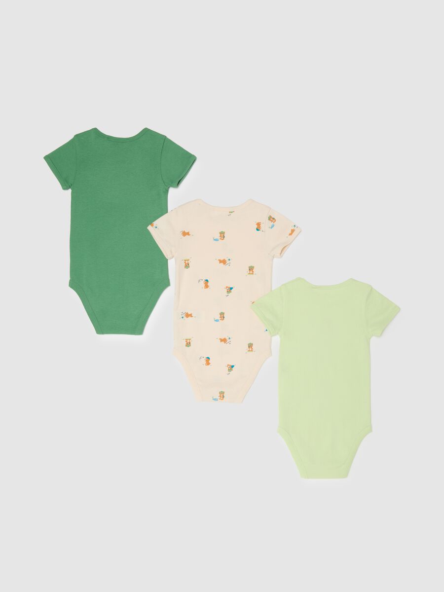 Tripack body in puro cotone multicolor maniche corte per neonati_1