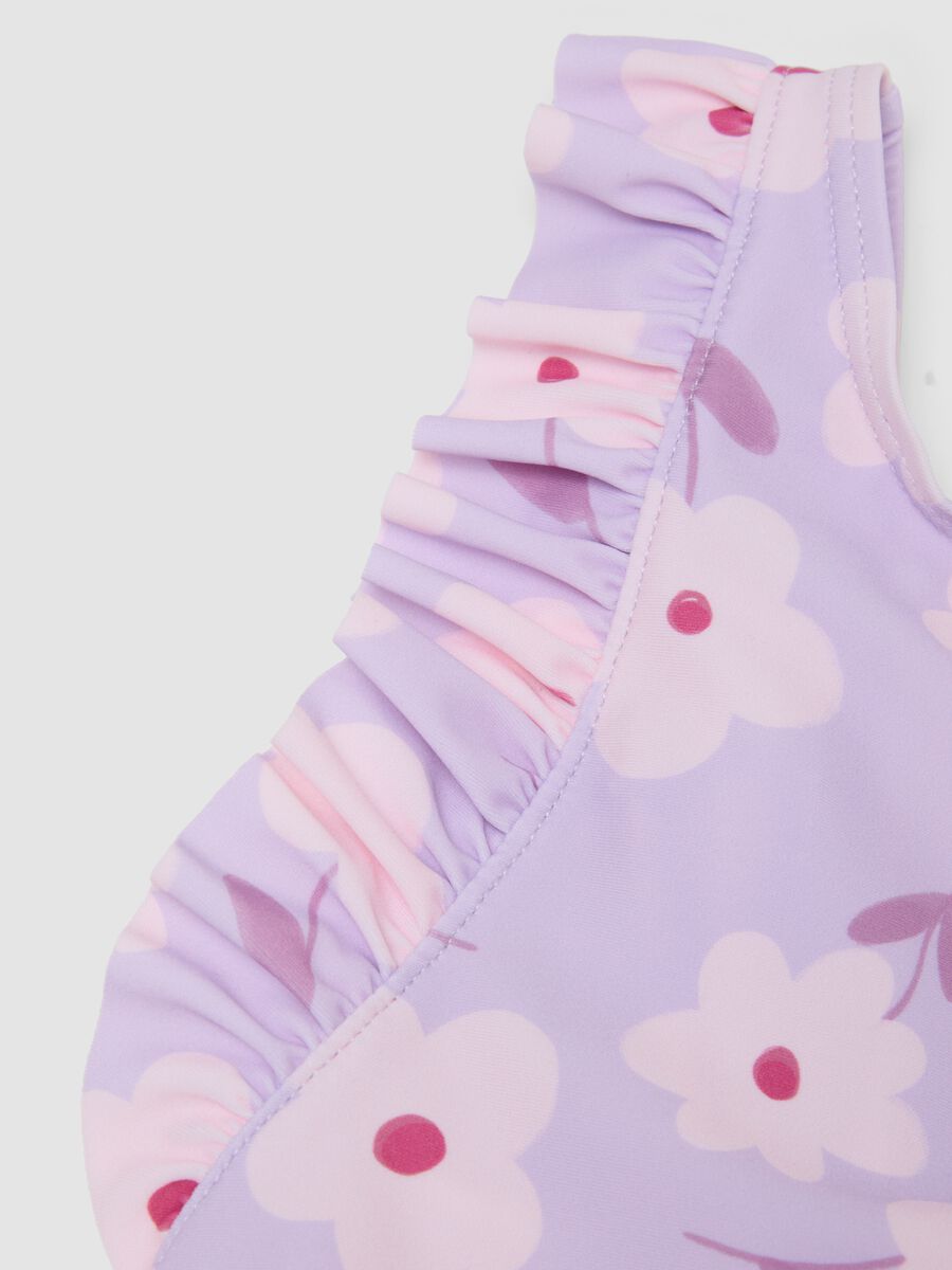 Costume intero viola in tessuto elasticizzato con volant_3