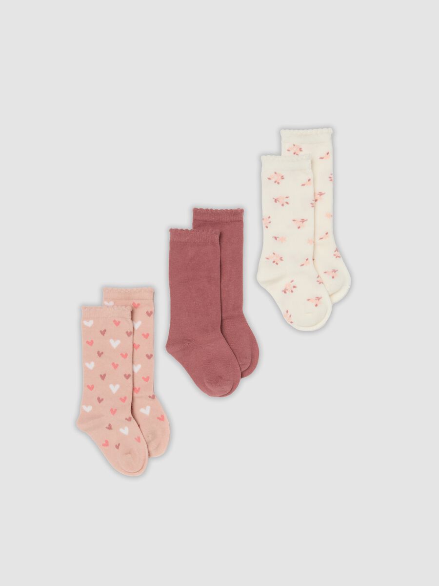 3-pack of long pink socks in stretch organic cotton_0