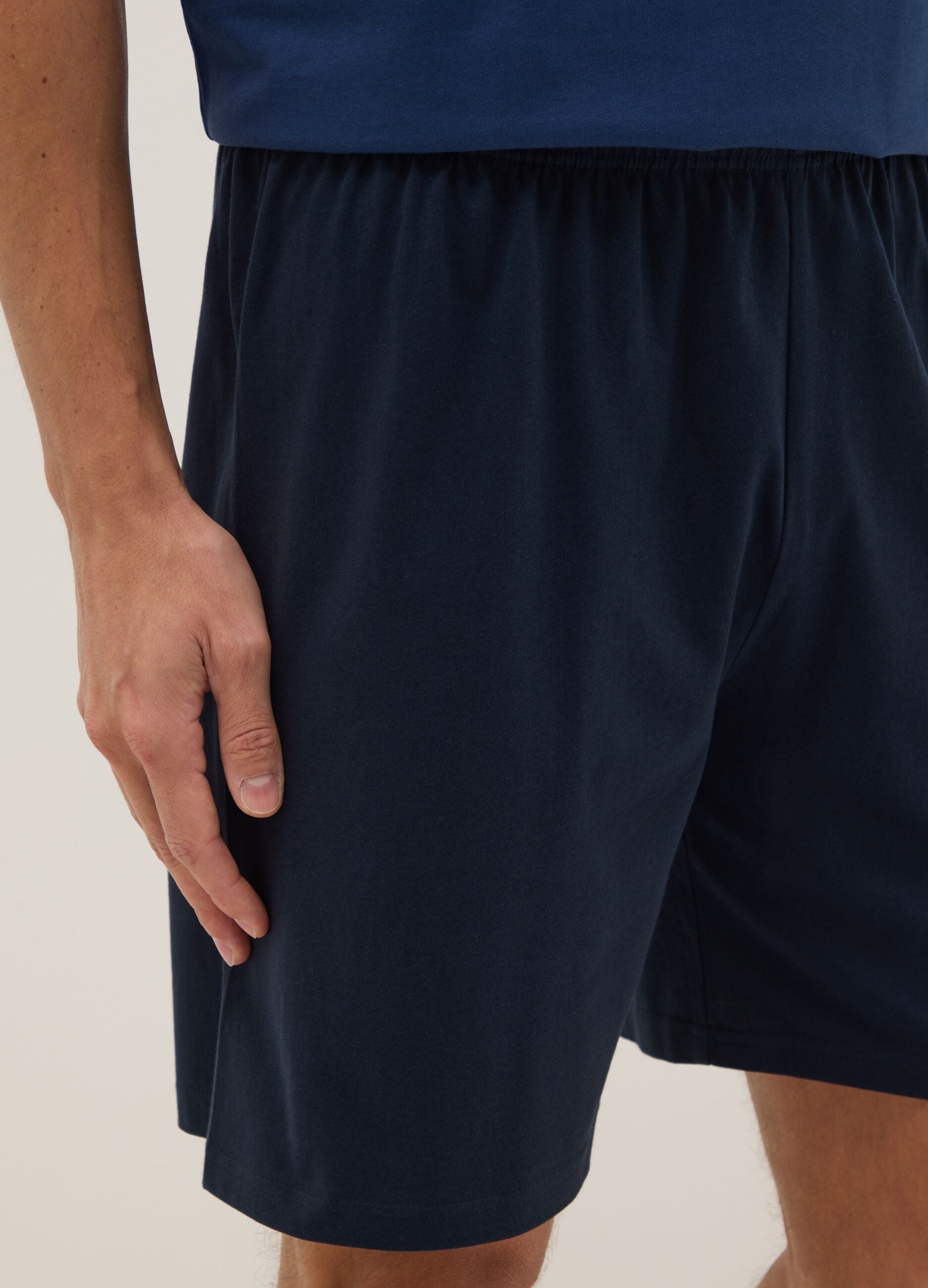 Short blue pure cotton pyjamas with regular fit