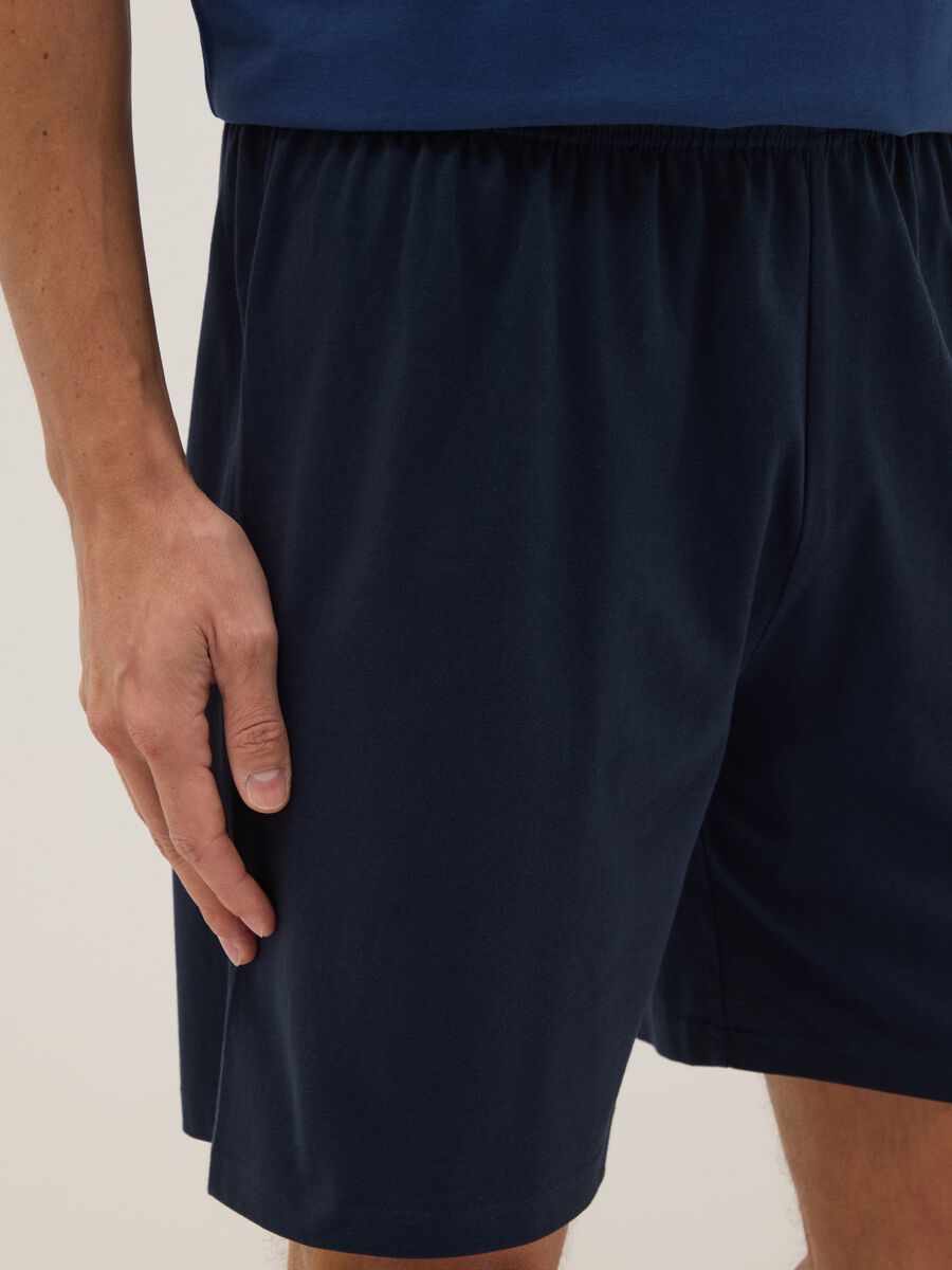 Short blue pure cotton pyjamas with regular fit_3